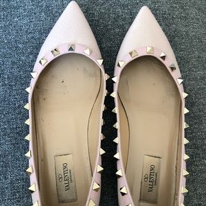 Valentino Rockstud Ballerina Shoes - Pink